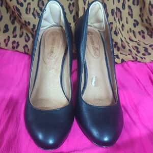 Corso Como Black Leather Heels Size 8 1/2